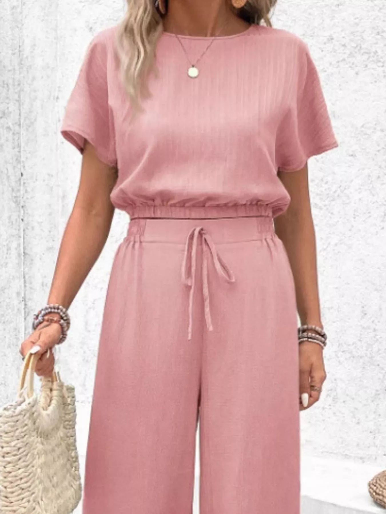 Round Neck Short Sleeve Top and Pants Set 545bd61b-ca16-4514-a9c5-a2950bdfc5ef-Max-Origin