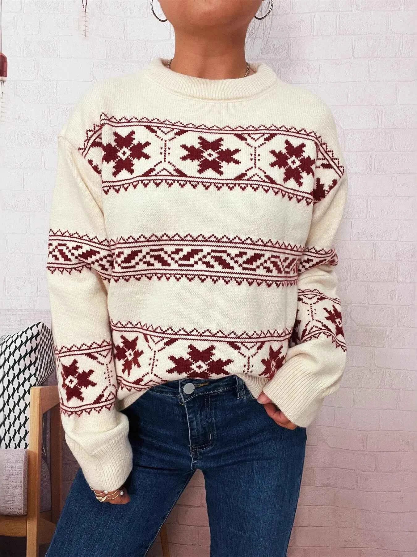 Christmas Snowflake Round Neck Sweater 548355bd240a44caafcbe13d99c34d9e-Max-Origin