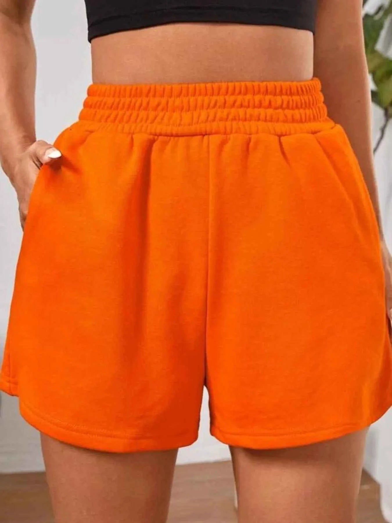 Elastic Waist Shorts with Pockets Orange 549014ca-adba-49fa-85ef-32123a34d054-Max-Origin