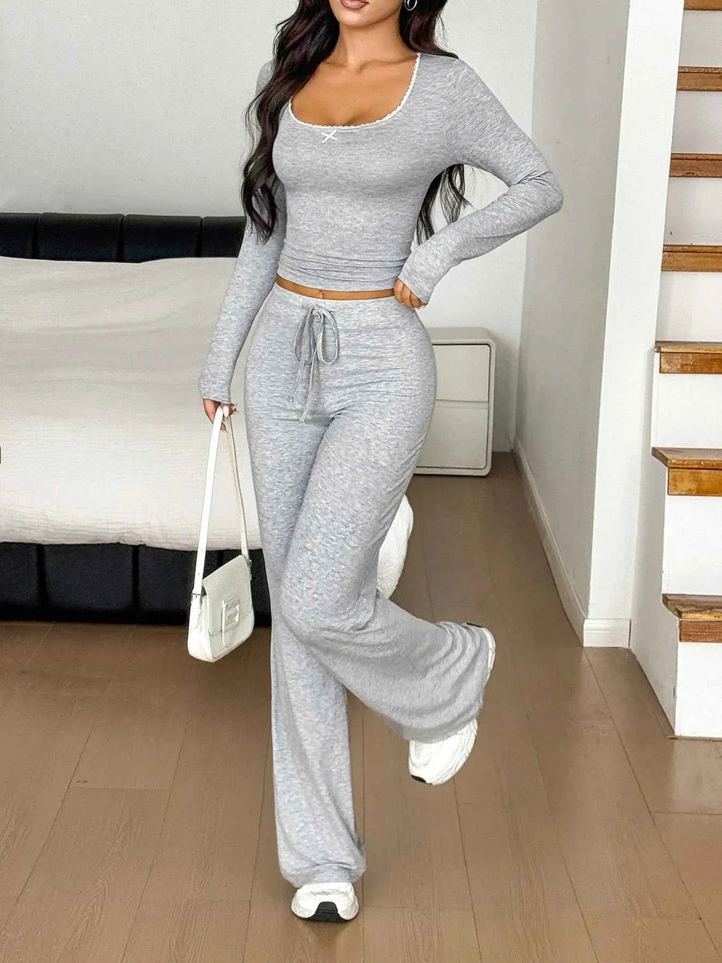 Long Sleeve Crop Top and Pants Set Gray 54d48e902b5840dbb223aa17eab7db7d-Max-Origin