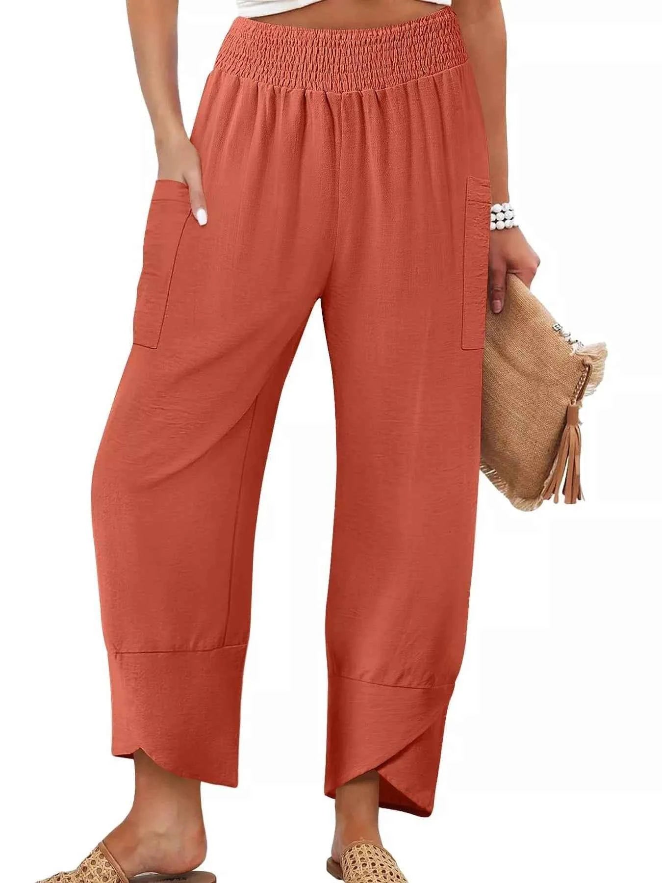 Elastic Waist Pants Coral Color 550a53e7-c085-4baa-a362-f8058bd6b64a-Max-Origin