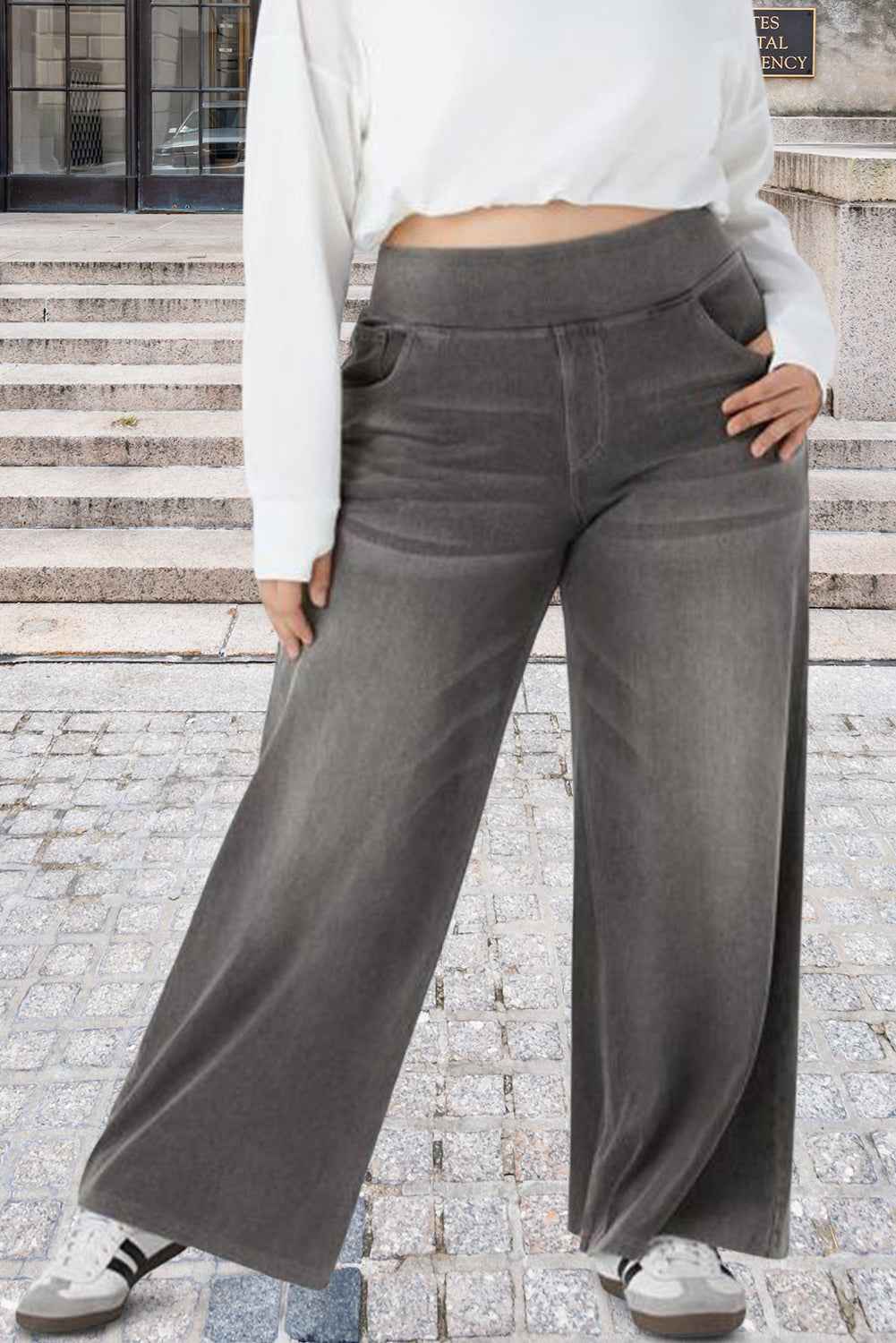 Medium Grey High-rise Wide Leg Jeans Medium Grey 5550f05afb01835a