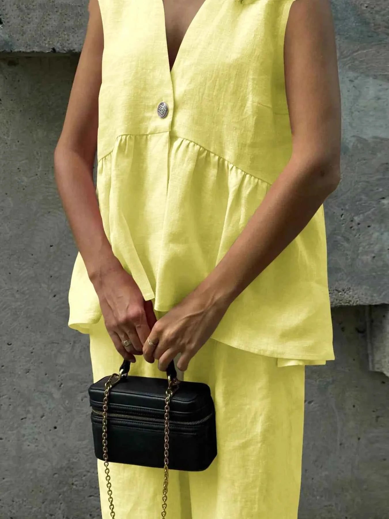 Button Down Peplum Vest and Pants Set 5554e5af-6e06-4603-bf6a-4bacb8e7f2a0-Max-Origin