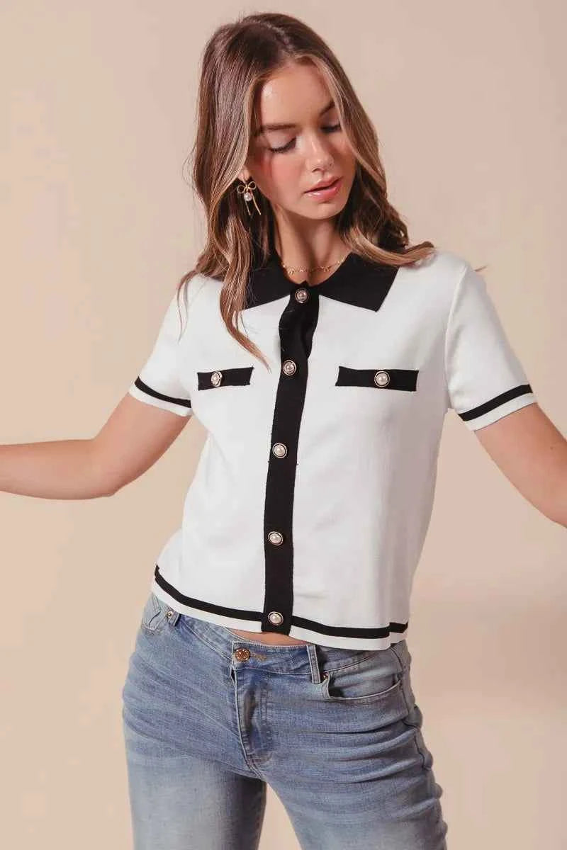 SO ME Button Down Knitted Sweater Shirt Top 55683f2e681344a89bdaf5b56983a925-Max-Origin