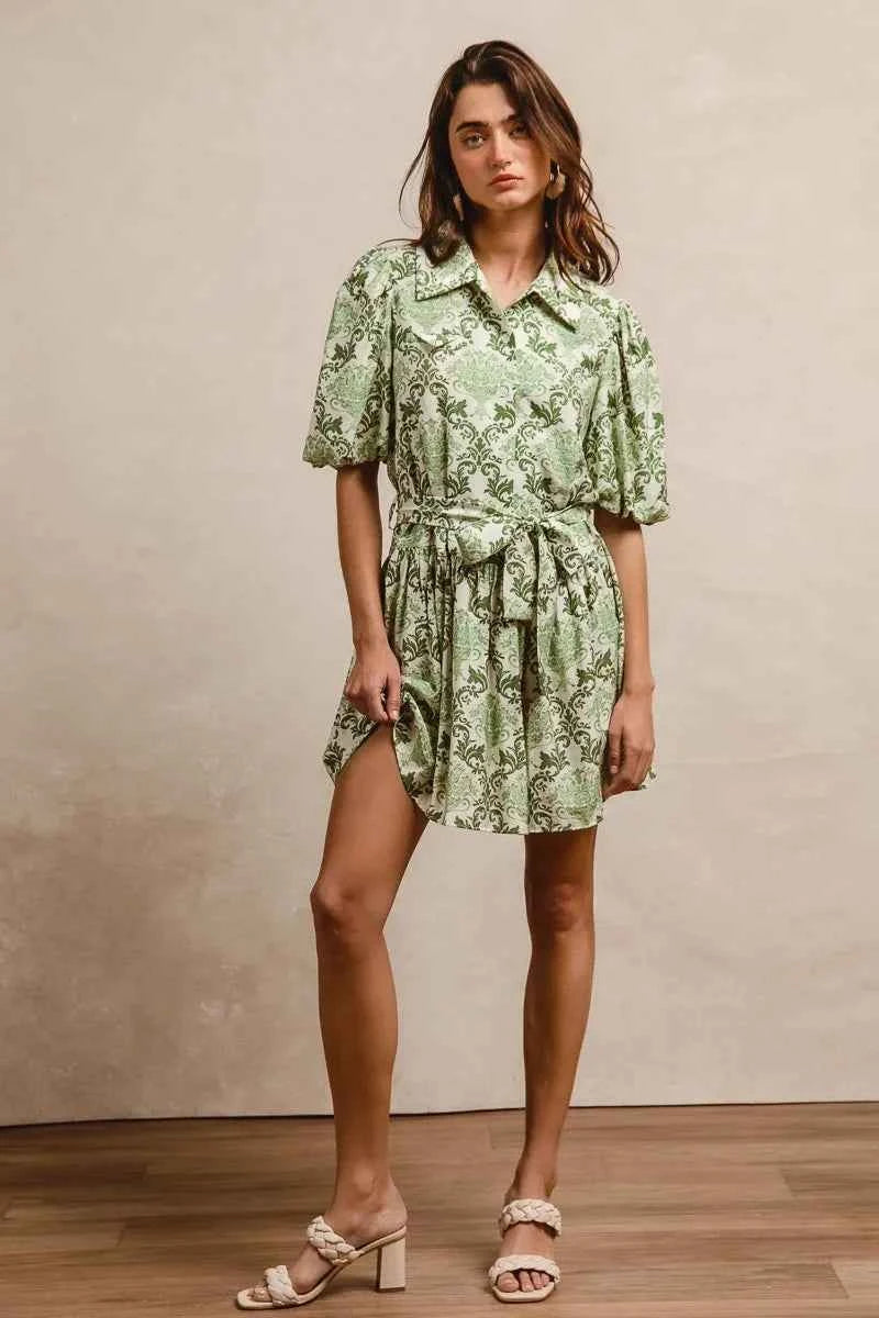 BiBi Tied Floral Short Sleeve Mini Shirt Dress 55ab1de69bf6478685fe04f229a576c3-Max-Origin