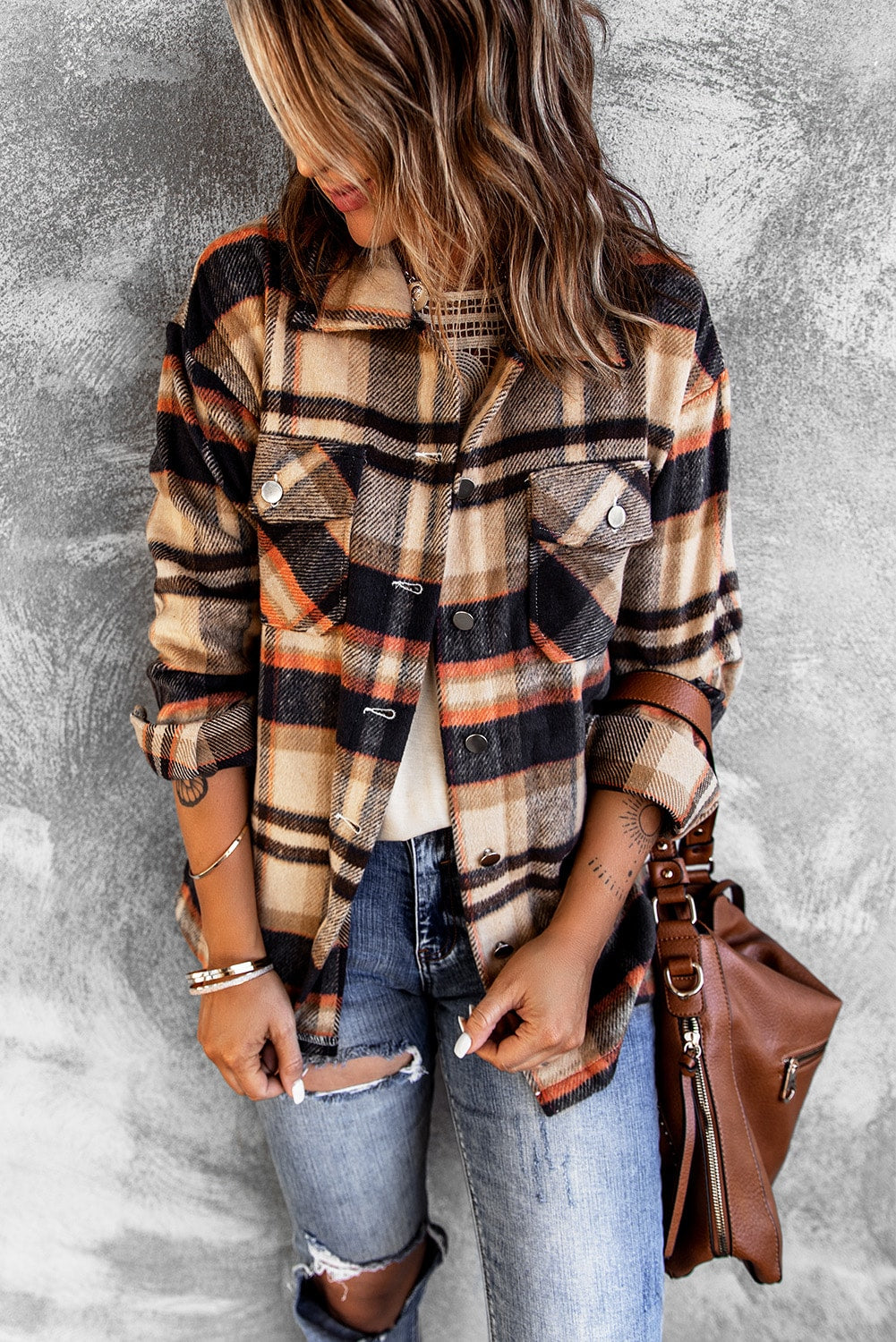 Red Plaid Button Front Pocket Shirt Shacket 55c3e64eb6532bf1