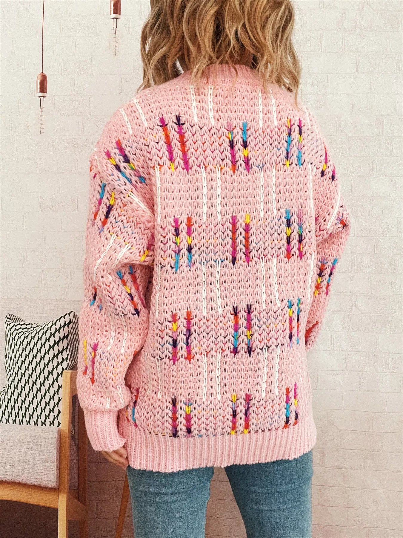 Colorful Round Neck Long Sleeve Sweater 55ca9f9734d5449eb15b150e8234c24f-Max-Origin