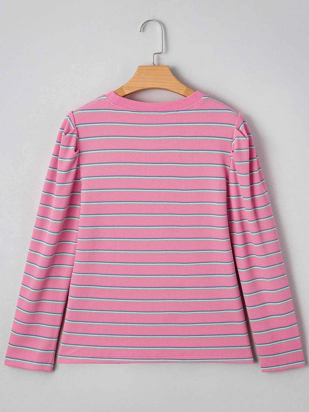 Stripe Textured Knit Round Neck Long Sleeve Top 55cc7e764ee2442b955d234ab7e19889-Max-Origin
