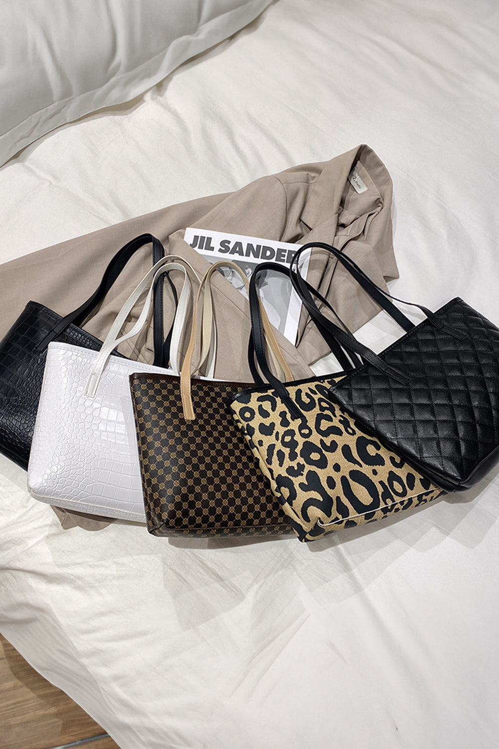 Camel Leopard Print PU Leather Tote Bag 55d6b8d1e649fa27