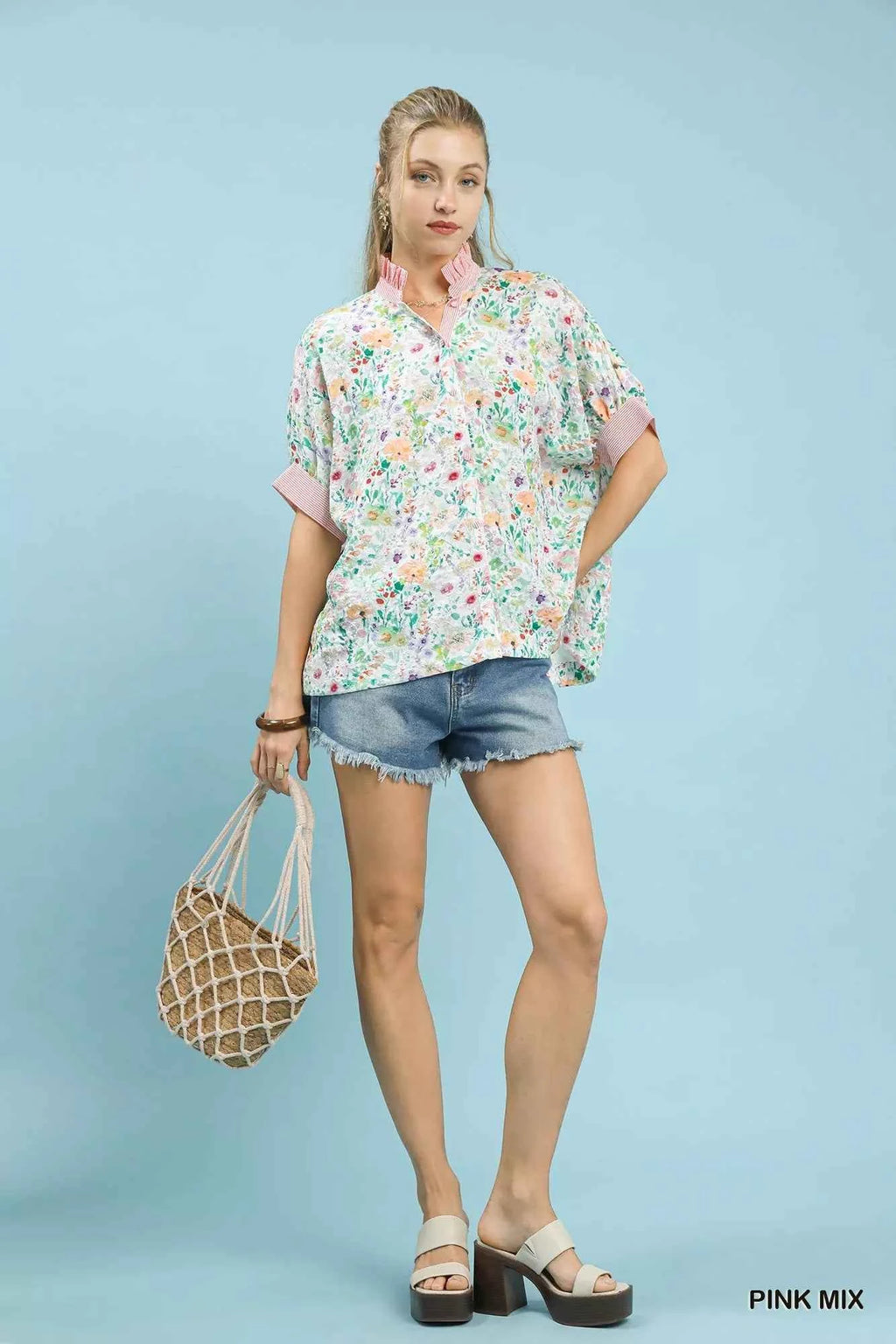 Umgee Jacquard Floral Print Button-Down Shirt 55ecb921-b83f-450e-8e84-de57739d3207-Max-Origin