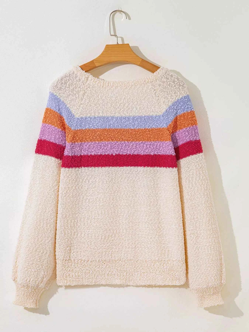 Striped Color Block Loose Sleeve Sweater 5602b099422f4365af7b6fa0d4db7e34-Max-Origin