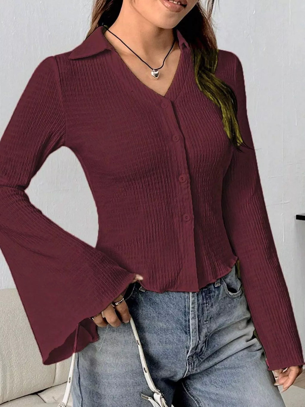 Button Up Flare Sleeve Shirt 5604e580-61d8-4ac1-972e-323daada031e-Max-Origin