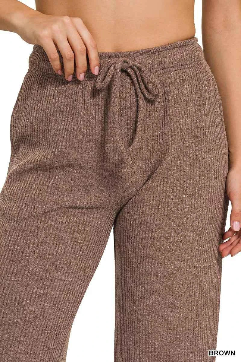 Zenana Ribbed Drawstring Lounge Pants 56099376e69e46a686beaa9882cb72be-Max-Origin
