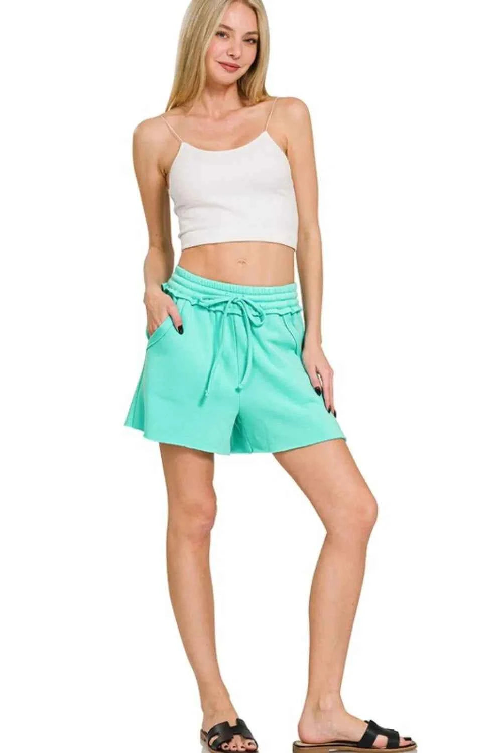 Zenana Fleece Raw Hem Shorts With Draw String 560c3c96-0124-48c4-812c-48843bda51ee-Max-Origin