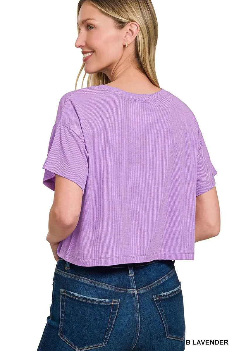 Zenana Ribbed Round-Neck Crop T-Shirt 5653b0aa89db46c7bbc0b6931a26a57d-Max-Origin