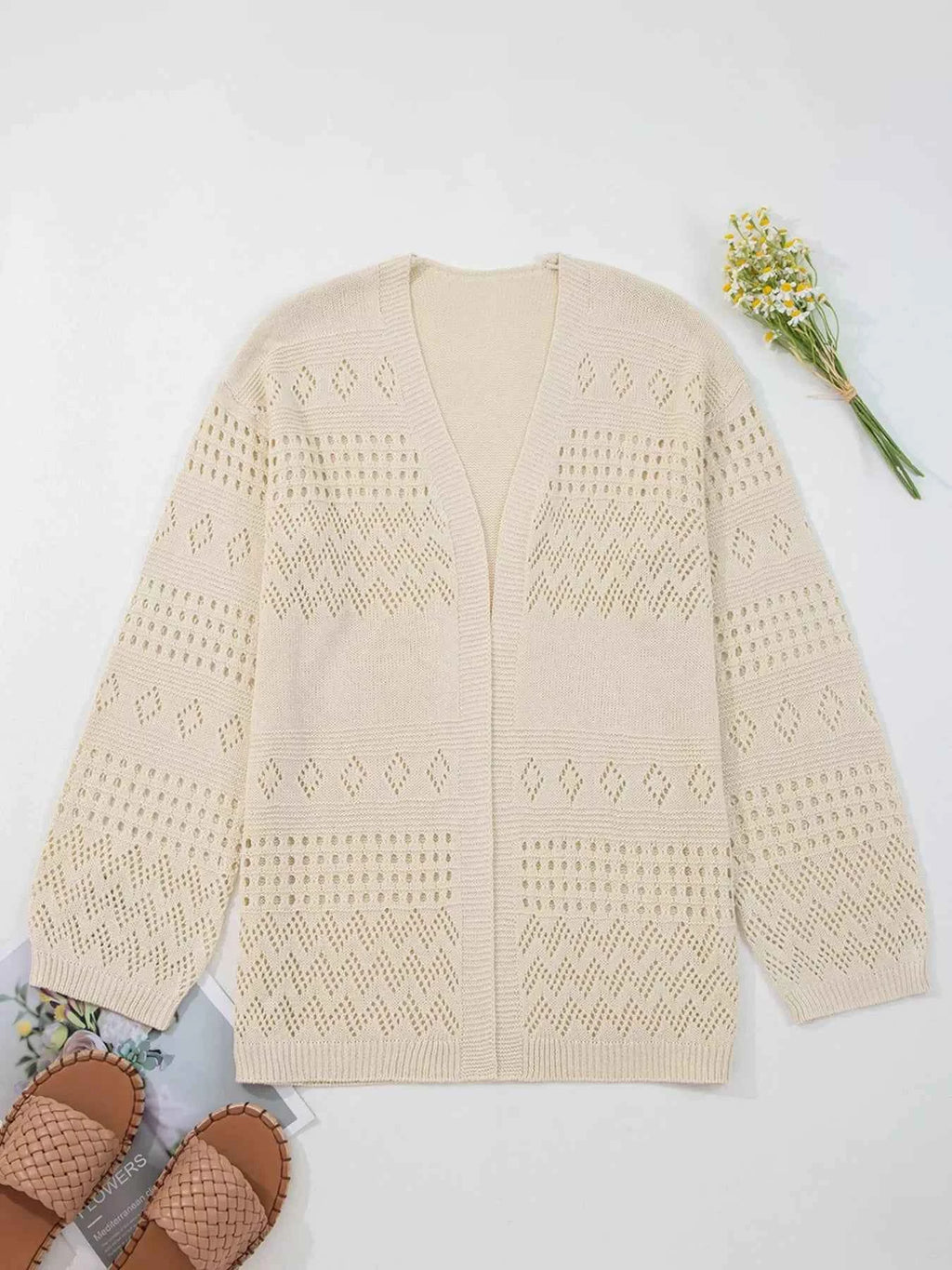 Hollowed Knit Open Front Cardigan 5692b88b7ec2419581af84d63fa95478-Max-Origin
