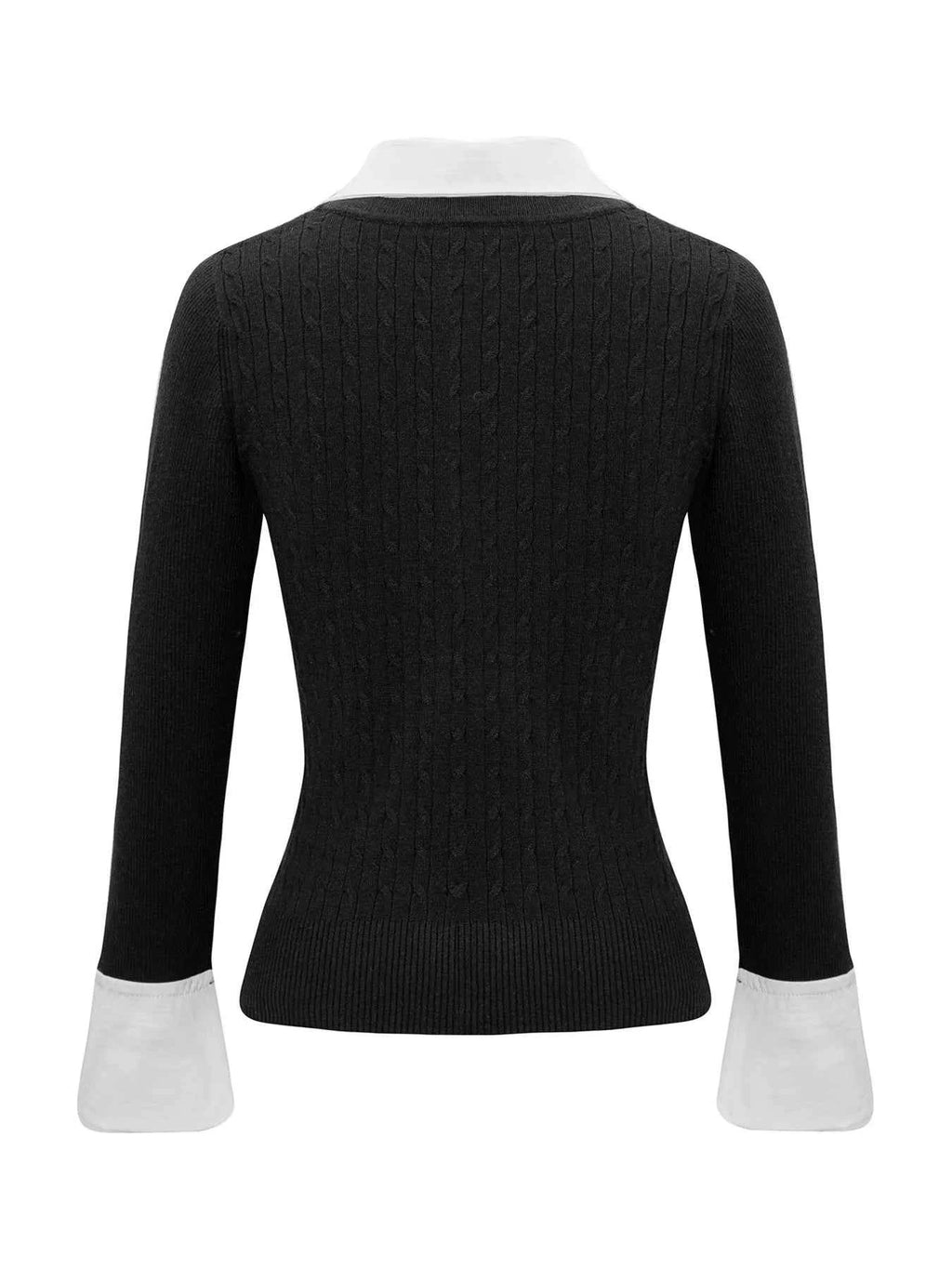 Collared Neck Cable Knit Sweater with Layering Style 56cb82013902418b9c5e23710d405de8-Max-Origin