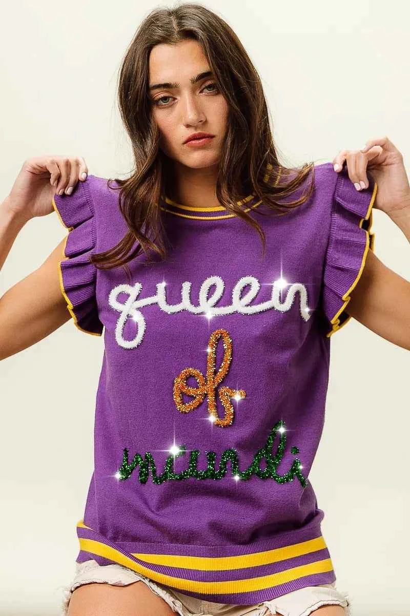 BiBi Queen Of Mardi Ruffled Armhole Sleeveless Knit Top 56d6f980cdb643d2bca6393d16ab0fb1-Max-Origin