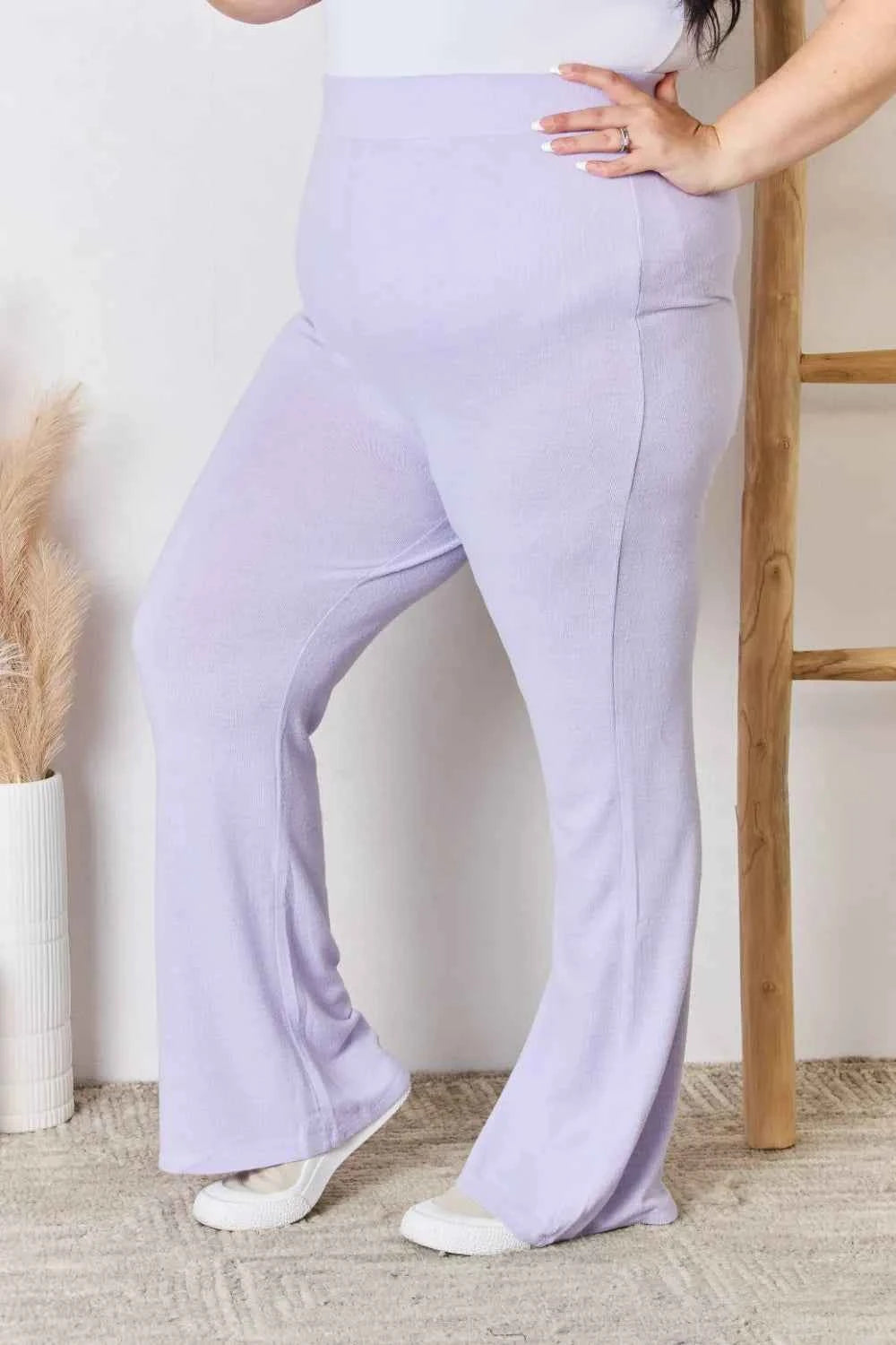 RISEN Full Size High Waist Ultra Soft Knit Flare Pants 56dc2ad4-f95a-4837-a4a0-ecc2bbb70798-Max