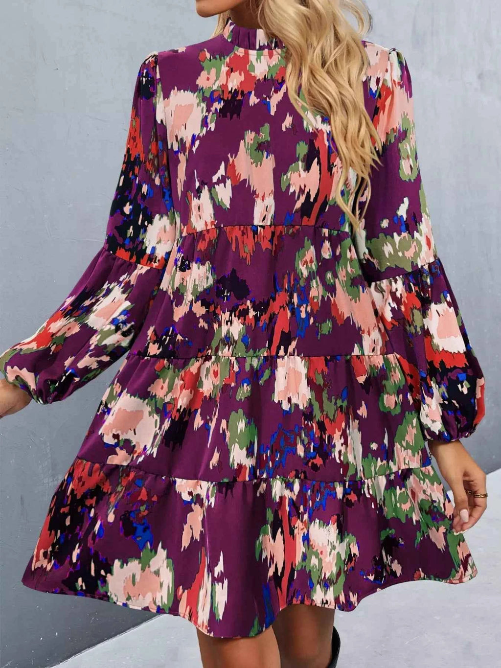 Printed Balloon Sleeve Mini Dress 570cdcd3-f436-4ea7-a6f5-c7d0b628d3e7-Max-Origin
