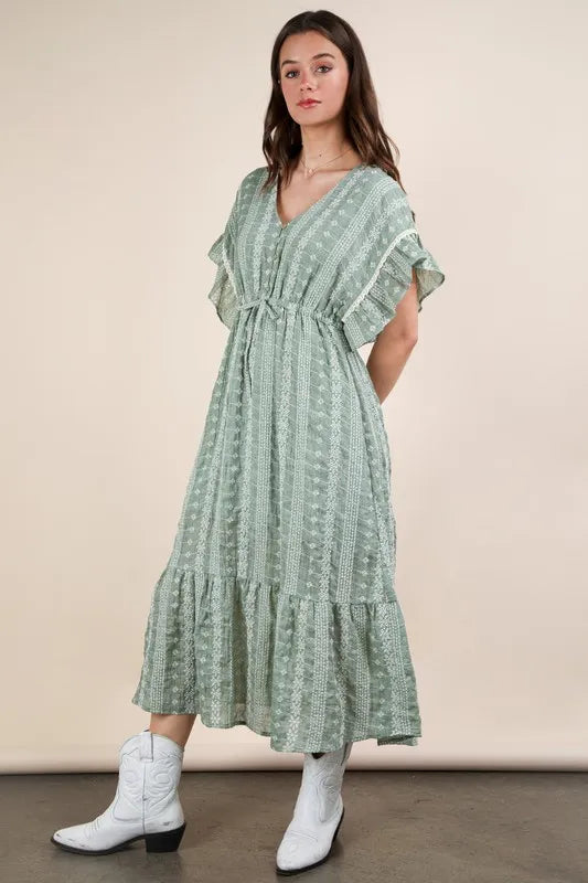 VERY J Embroidered Boho Ruffled Midi Dress 573afb8fa5cd47278fa57bcae517f6e0-Max-Origin