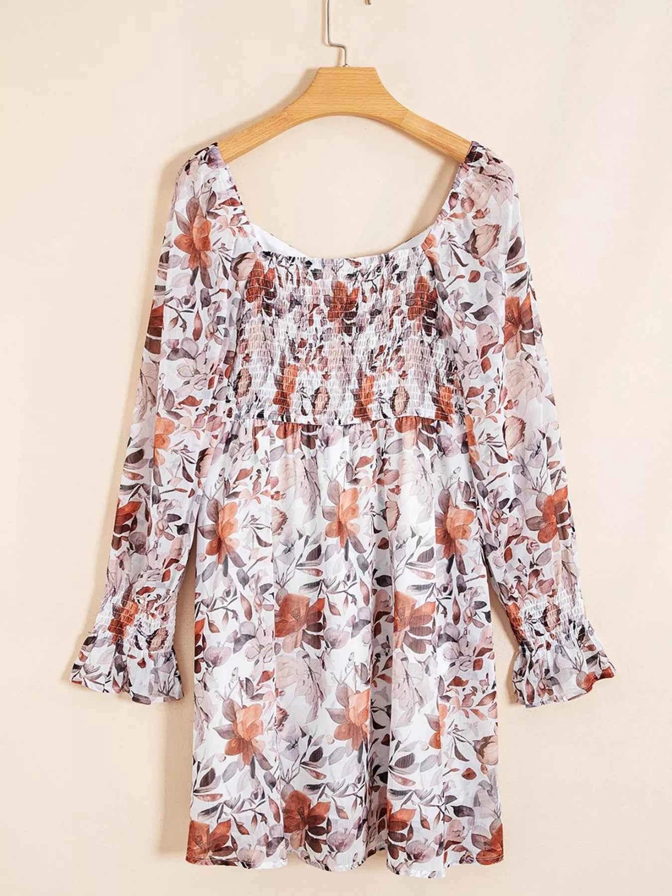 Floral Print Sweetheart Neck Long Sleeve High Waist Mini Dress 576f61df5a694d749adbb7431bb5e93a-Max-Origin