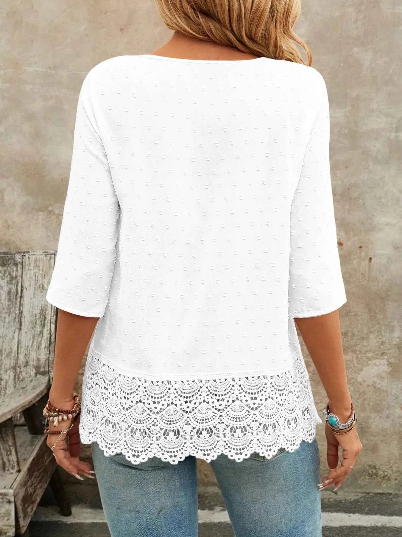 Lace Hem V-Neck Blouse 57719e6da0084d3c8ea15906e9d03abc-Max-Origin