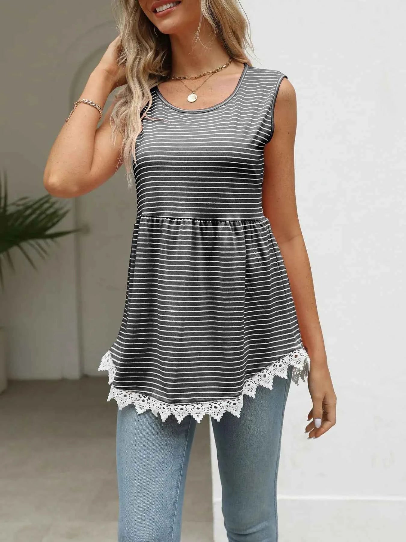 Lace Trim Sleeveless Babydoll Tank Top 577d950b-e3d9-4800-b39e-b7307190a3ea-Max-Origin