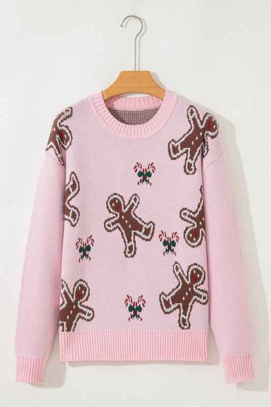 Christmas Ginger Bread Man Round Neck Sweater