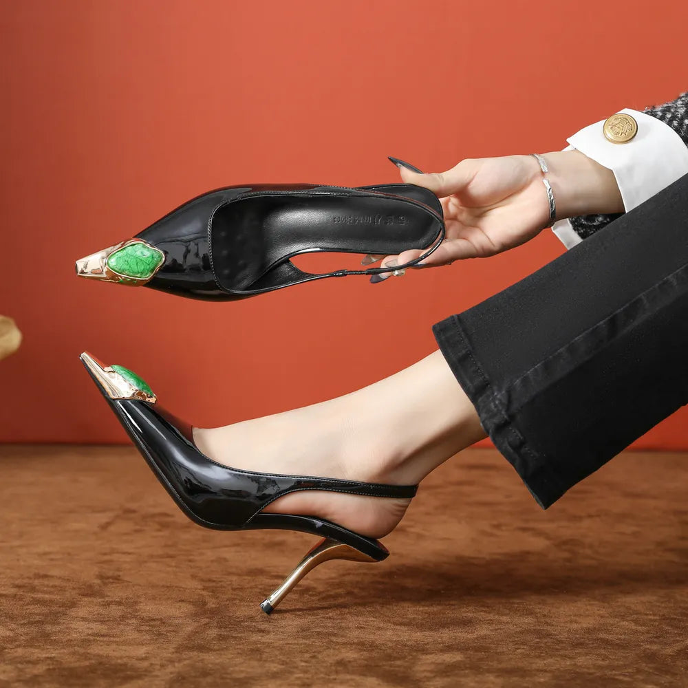 Point Toe Stiletto Slingback Pumps Black 57ca07c1-3e86-4ced-b0d5-3029c1fbe1f0-Max