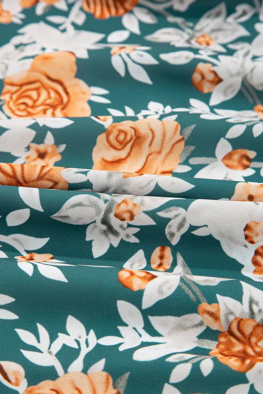 Floral Print Trimmed V Neck Tie Waist Sleeveless Dress 57f8692a-65ec-416d-b653-0b1cd3c54995-Max-Origin