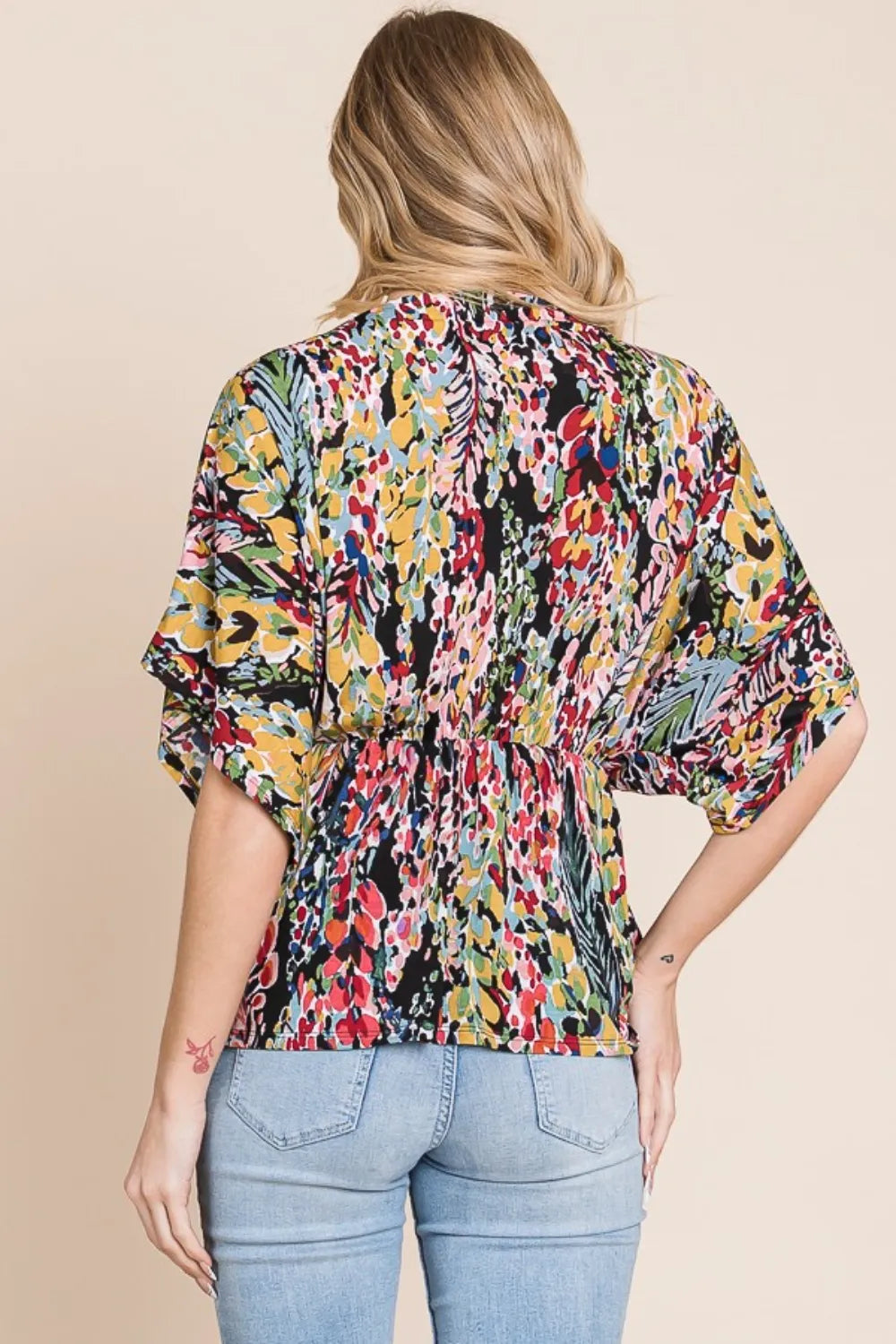 BOMBOM Printed Surplice Peplum Blouse 58283322-2d5e-4918-869b-459cdc49cf84-Max