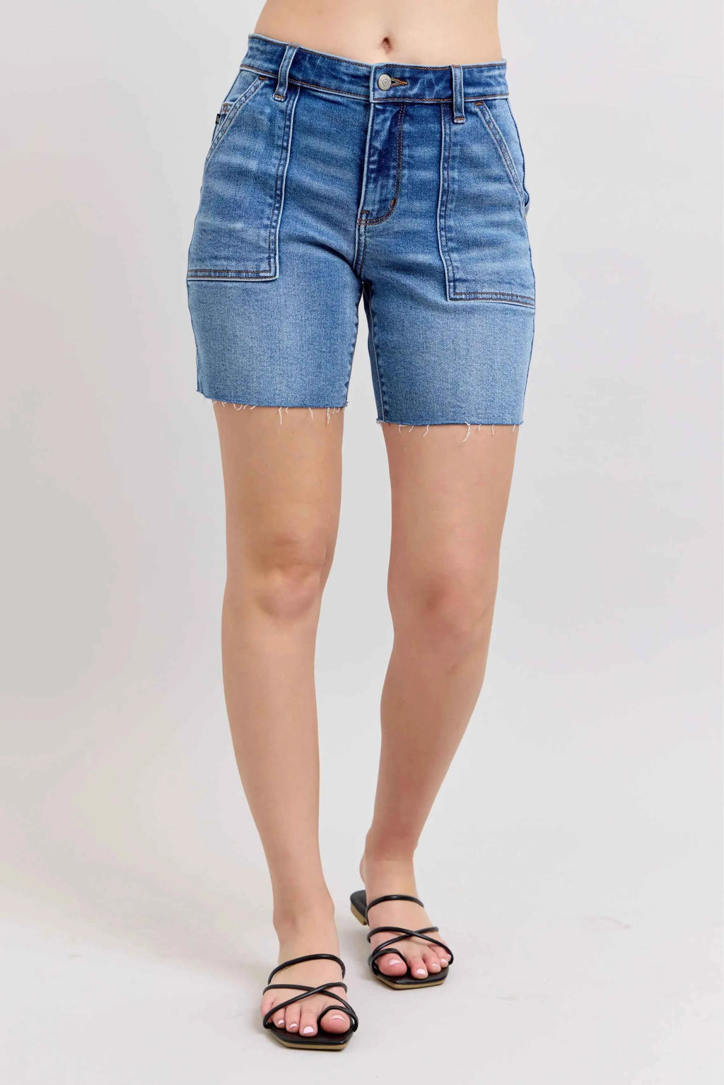 Judy Blue Full Size Mid Rise Bermudas Denim Shorts W/ Back Flap Pockets Plus Size 58354f77b50344e6aa91ee04dd7d7b5e-Max-Origin