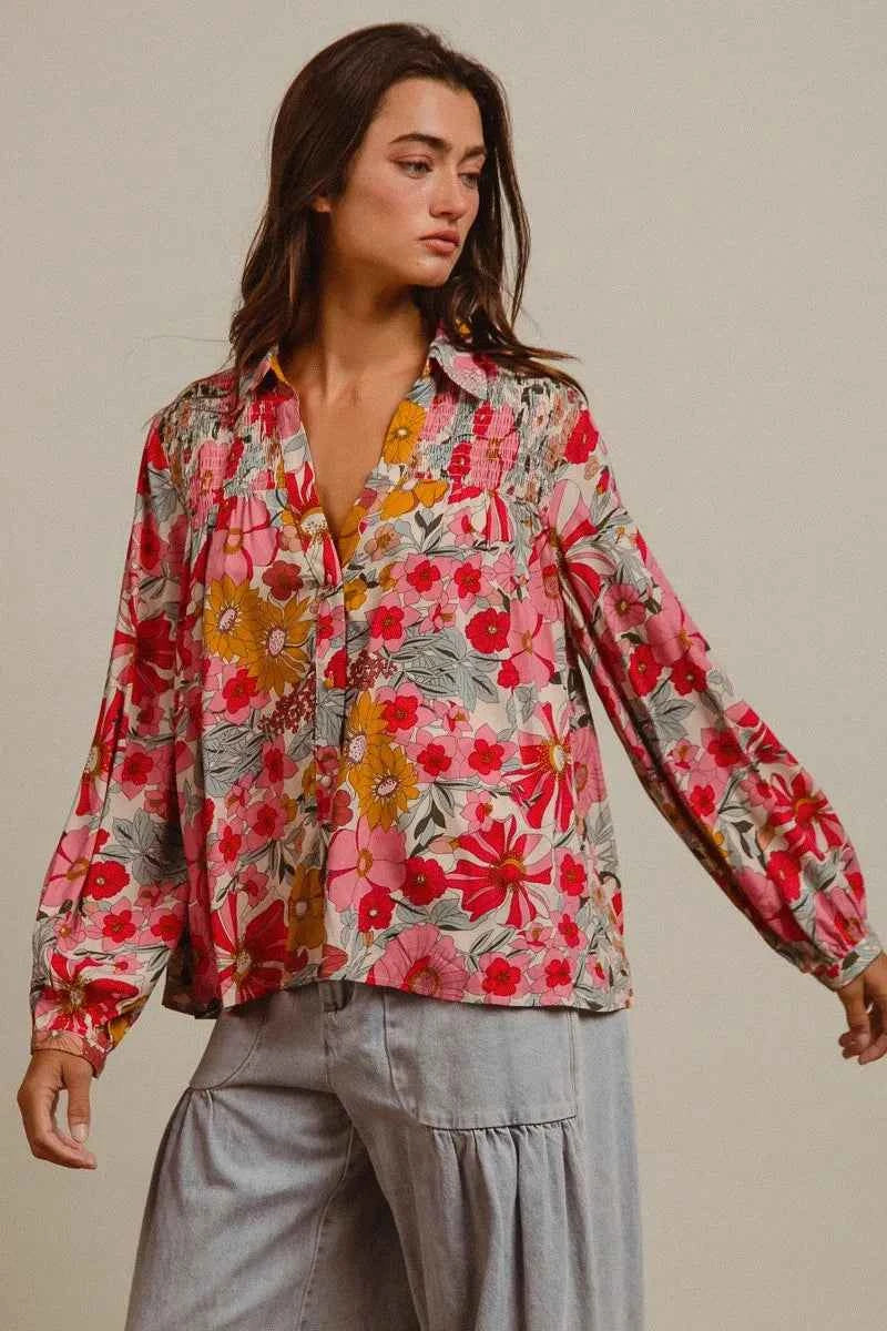 BiBi Woven Floral Printed Shirt Top 5857dec6723d4038b3d2cce5f61ab65d-Max-Origin