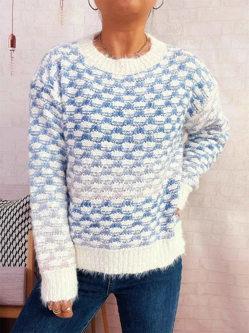 Rainbow Gradient Round Neck Sweater 58750026fe9f45149d534cc4ff41d066-Max-Origin