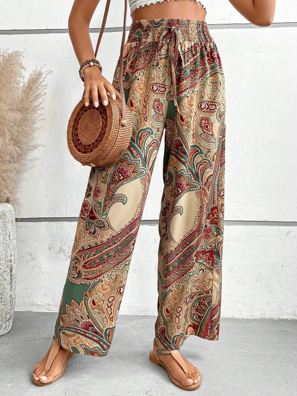 Printed Wide Leg Pants 588243b1-d1ed-4918-87e9-6be5416db90b-Max