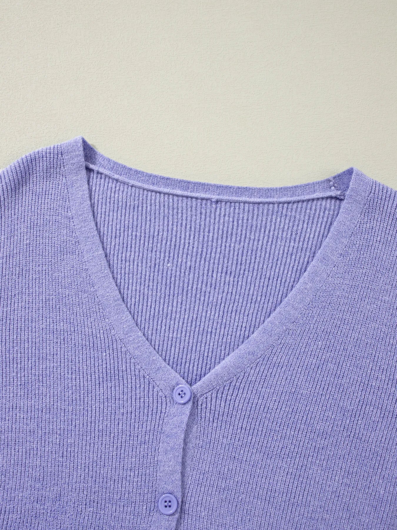 Ribbed Knit Button Front V Neck Cardigan 58a3a87c3b8540e1a63ed89c87544686-Max-Origin