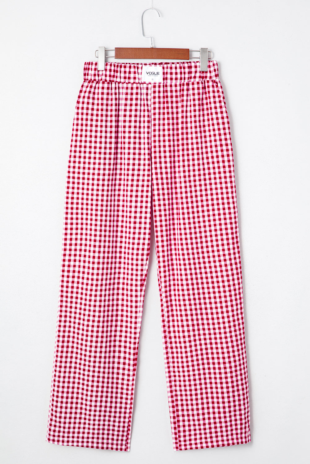Fiery Red Gingham Casual Loose Pants 58a5c6a4632ff34e