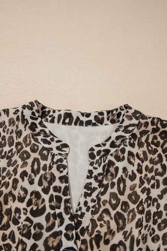 Leopard 3/4 Sleeve V-Neck Dress 58a963c5-5e06-431f-b5c9-6a43cf986021