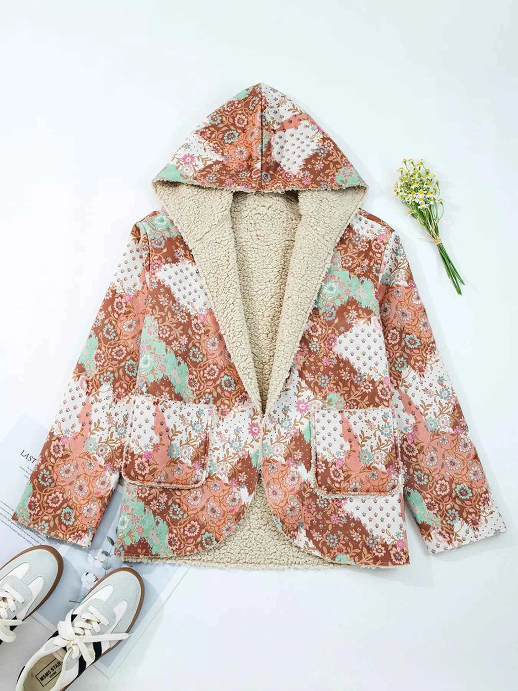 Floral Printed Sherpa Lined Hooded Jacket 58b880b5ff054deea814cee928531dd3-Max-Origin