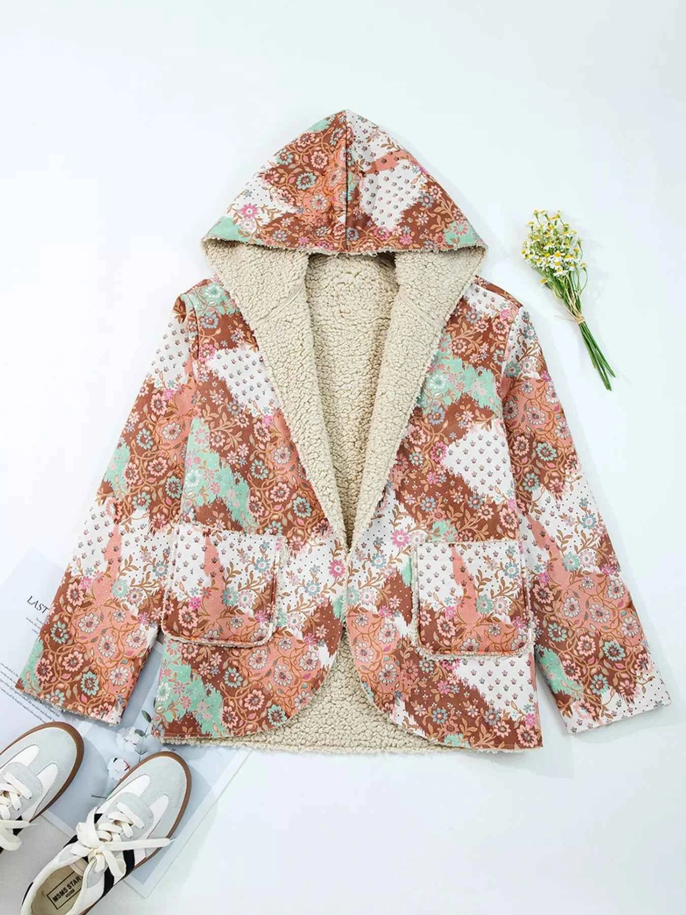 Floral Printed Sherpa Lined Hooded Jacket 58b880b5ff054deea814cee928531dd3-Max-Origin