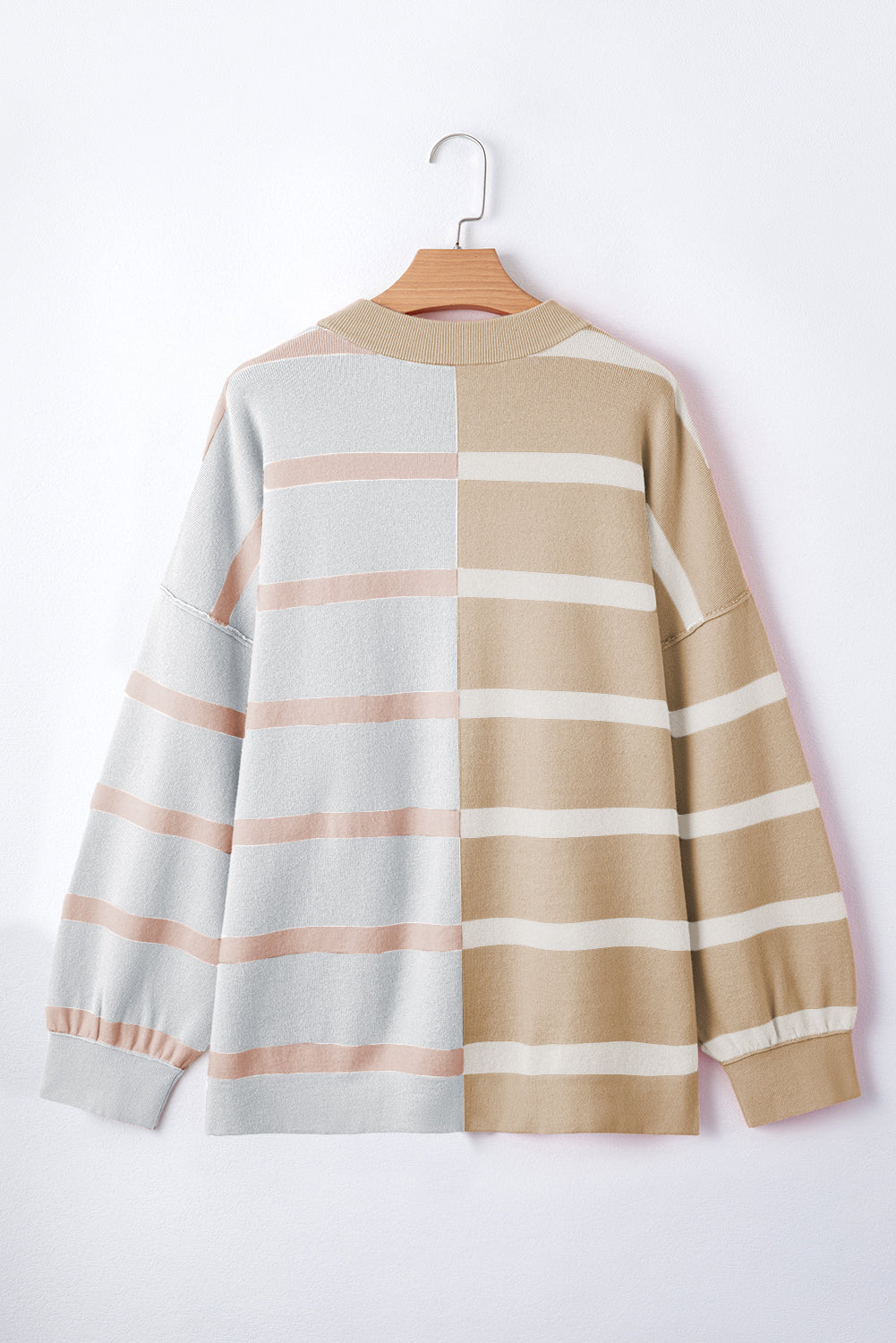 Blue Stripe Exposed Seam Patchwork Loose Sweatshirts 58d322fda2bf62e6