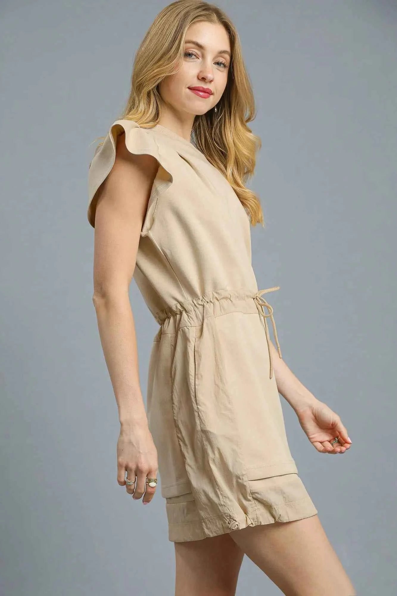 Umgee Luxeknit Ruffle Sleeve Drawstring Mini Dress 58fa110a-7113-4349-a6fe-4a5d9d907c0b-Max-Origin