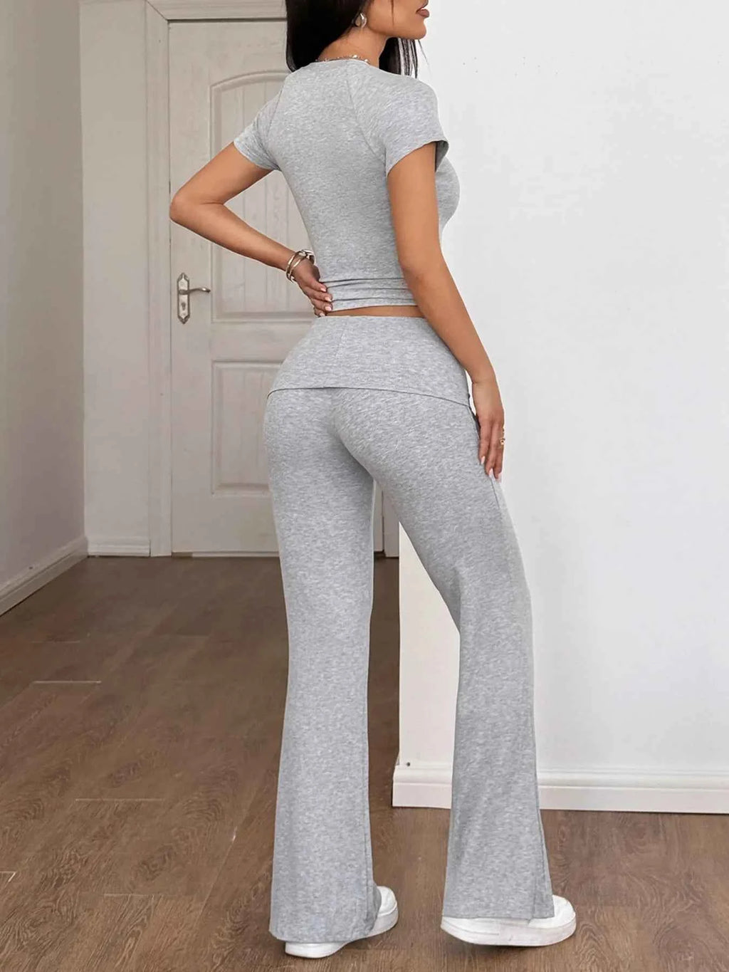 Round Neck Short Sleeve Top and Pants Set 59187508d78546059f5450a2d7a5b4f9-Max-Origin