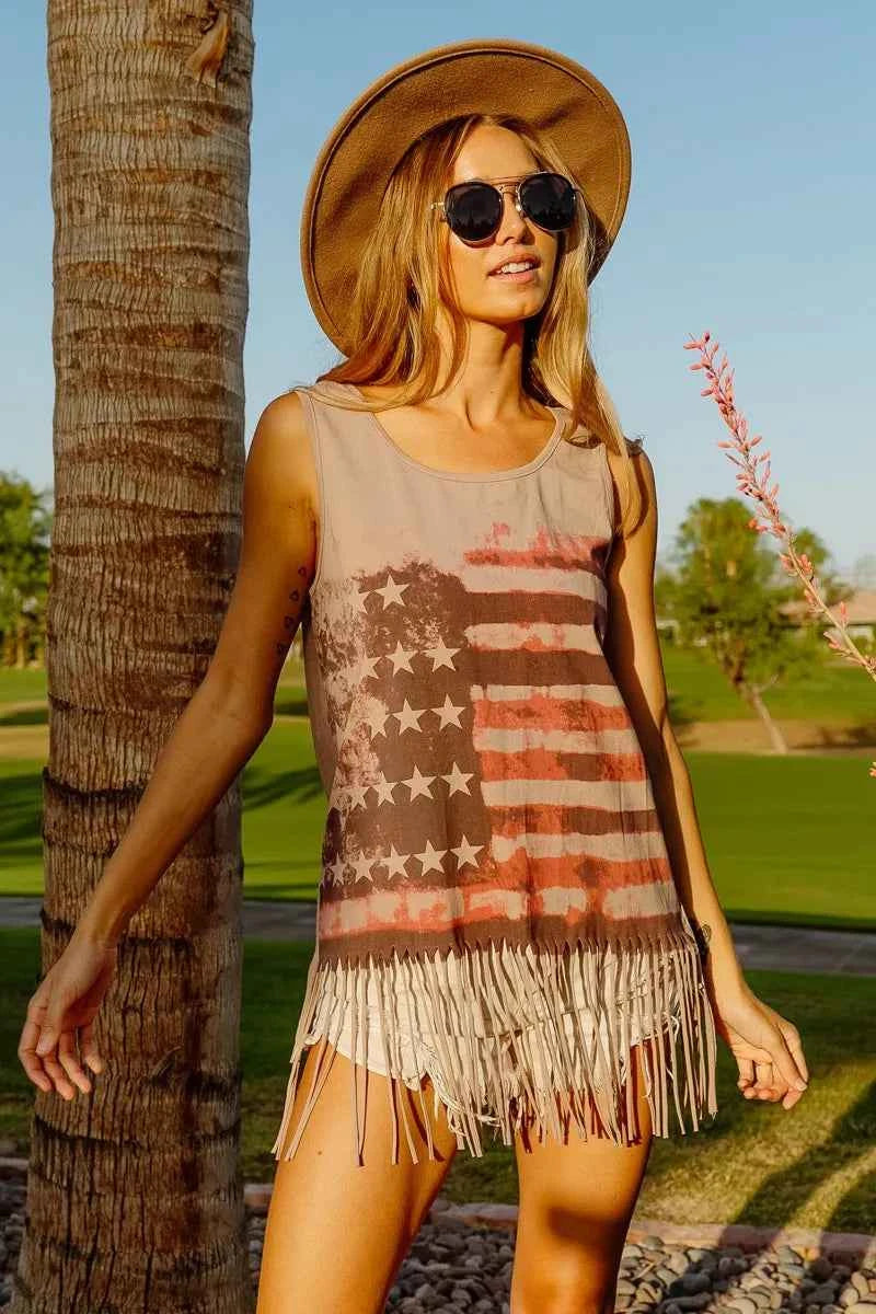 BiBi American Flag Print Knit Sleeveless Top 59266075ef17425a99ab6211afe80e2f-Max-Origin
