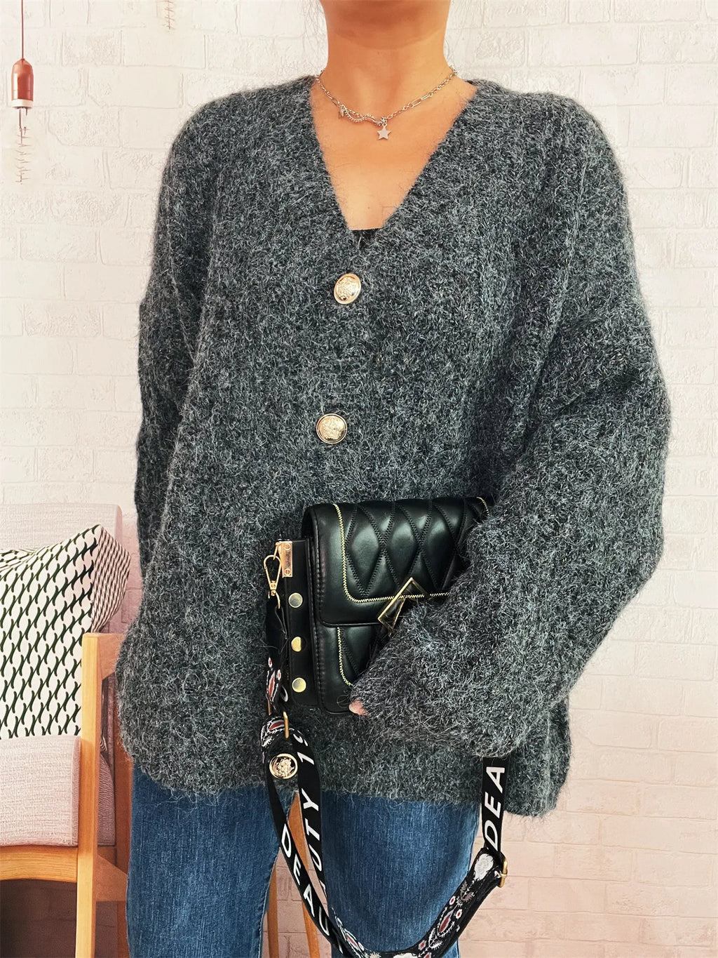 Cable Knit Button-Up Cardigan 592970321445456c8f6337caff53e23b-Max-Origin