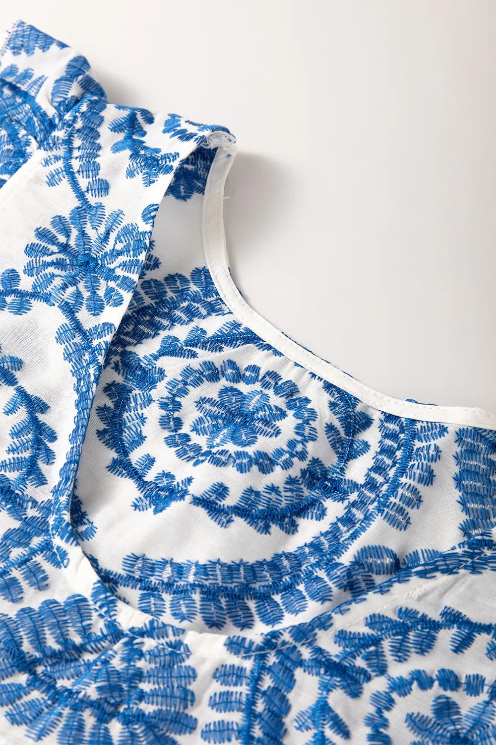 Boho Print Ruffled Cap Sleeve Crew Neck Blouse 59b1197d-3430-4d18-9639-37f42e00d46f-Max-Origin