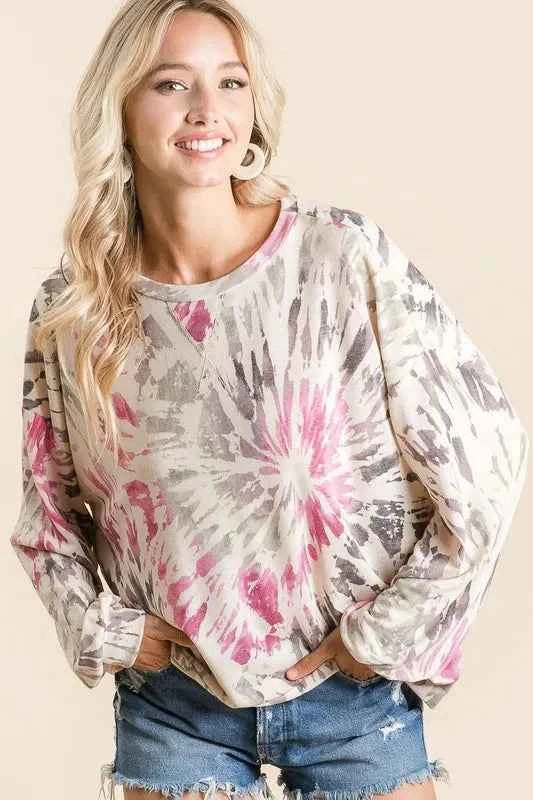 BiBi Tie Dye Print Terry Pull Over MAGENTA MULTI 59b52023a6fa481f86228824e5c726b7-Max-Origin