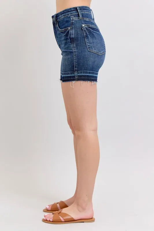 Judy Blue Full Size High Waist Tummy Control Destroy Release Hem Denim Shorts Plus Size 59ba7dc743dd4ab49f1f98e5284233c1-Max-Origin