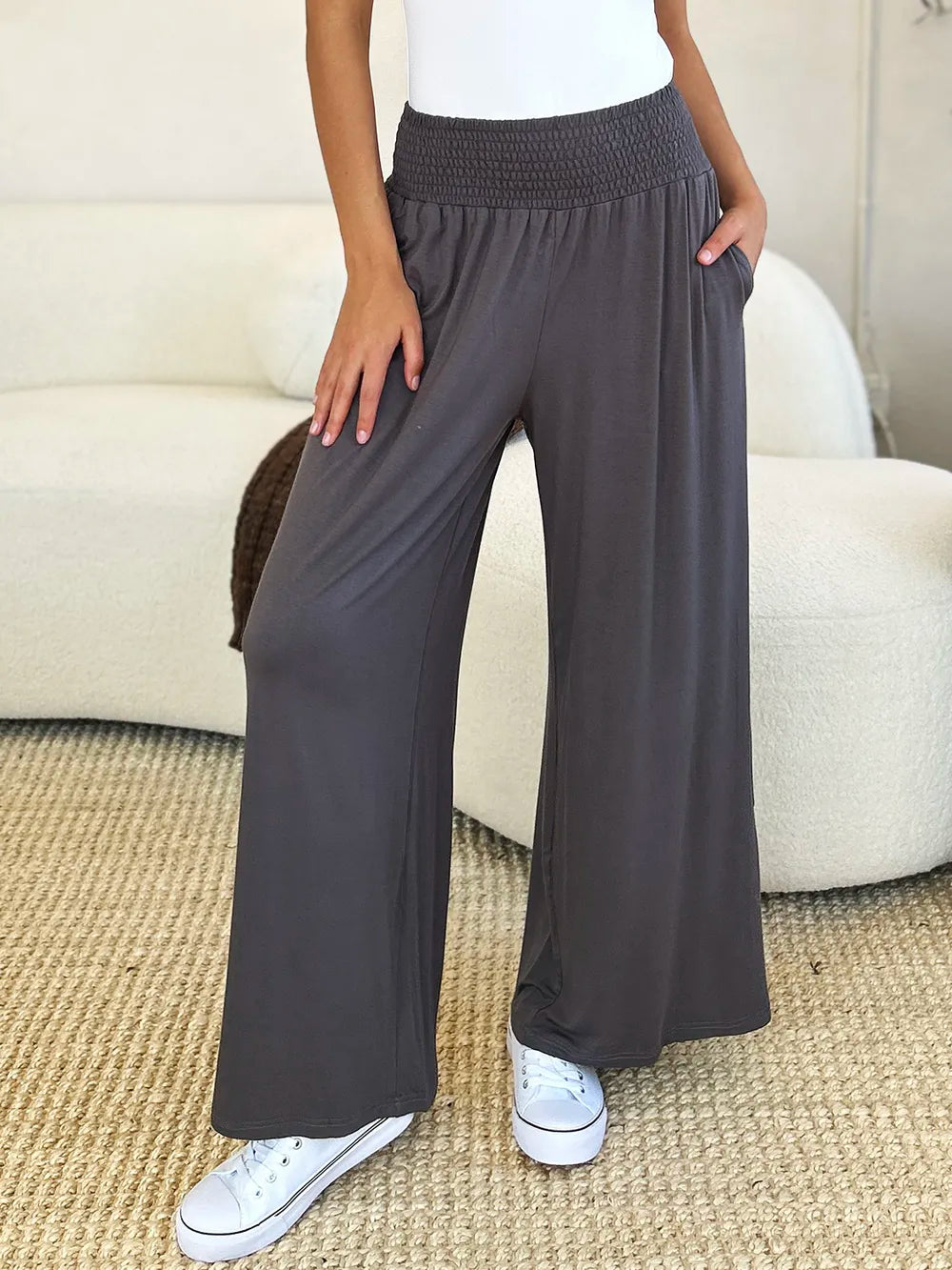 Basic Bae Full Size Smocked Wide Waistband Wide Leg Pants 59be597d-175c-4b74-8ab1-cbcf108a9bcb-Max